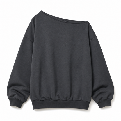 Women's Casual Off Shoulder Mineral Wash Oversized Slouchy Sweatshirt