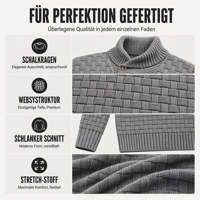 🔥Bestseller | Klassischer Schalkragen, vielseitig – Klassischer Schalkragenpullover für Herren