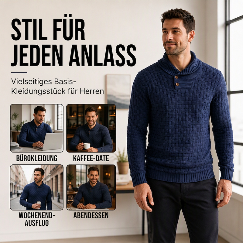 🔥Bestseller | Klassischer Schalkragen, vielseitig – Klassischer Schalkragenpullover für Herren