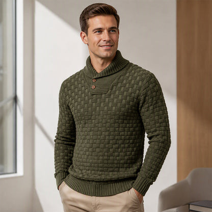 🔥Bestseller | Klassischer Schalkragen, vielseitig – Klassischer Schalkragenpullover für Herren
