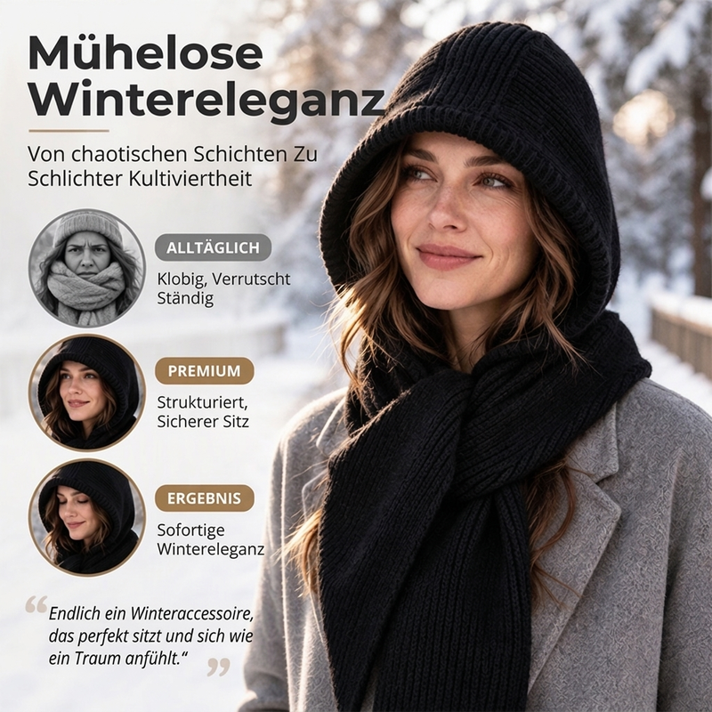 👍🧣Von vielen Kunden gewählt | Vielseitig & praktisch, Alltag – Damen 2-in-1 Thermo-Strickschal mit Kapuze