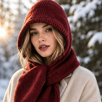👍🧣Von vielen Kunden gewählt | Vielseitig & praktisch, Alltag – Damen 2-in-1 Thermo-Strickschal mit Kapuze