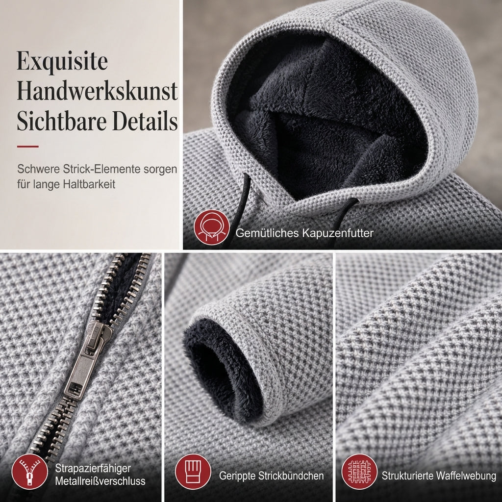 🔥Bestseller | Plüschfutter hält Kälte ab, Winter draußen – Herren-Cardigan mit Kapuze, mittellang, dick