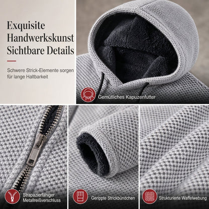 🔥Bestseller | Plüschfutter hält Kälte ab, Winter draußen – Herren-Cardigan mit Kapuze, mittellang, dick
