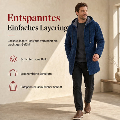 🔥Bestseller | Plüschfutter hält Kälte ab, Winter draußen – Herren-Cardigan mit Kapuze, mittellang, dick