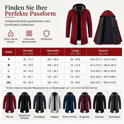 🔥Bestseller | Plüschfutter hält Kälte ab, Winter draußen – Herren-Cardigan mit Kapuze, mittellang, dick