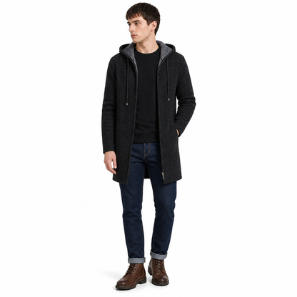🔥Bestseller | Plüschfutter hält Kälte ab, Winter draußen – Herren-Cardigan mit Kapuze, mittellang, dick