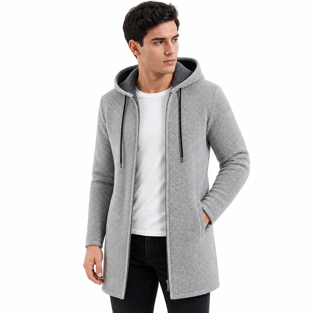 🔥Bestseller | Plüschfutter hält Kälte ab, Winter draußen – Herren-Cardigan mit Kapuze, mittellang, dick