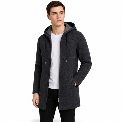 🔥Bestseller | Plüschfutter hält Kälte ab, Winter draußen – Herren-Cardigan mit Kapuze, mittellang, dick