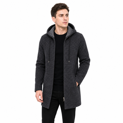 🔥Bestseller | Plüschfutter hält Kälte ab, Winter draußen – Herren-Cardigan mit Kapuze, mittellang, dick
