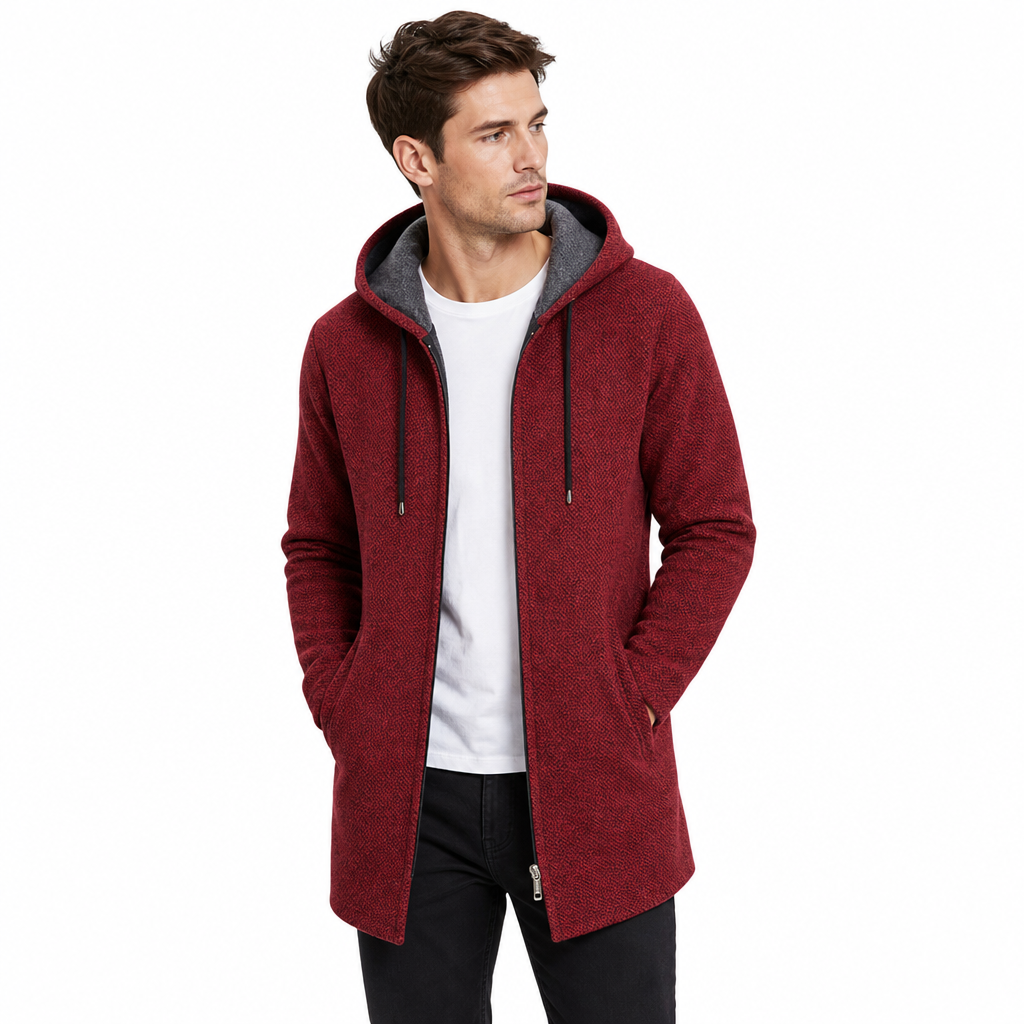 🔥Bestseller | Plüschfutter hält Kälte ab, Winter draußen – Herren-Cardigan mit Kapuze, mittellang, dick