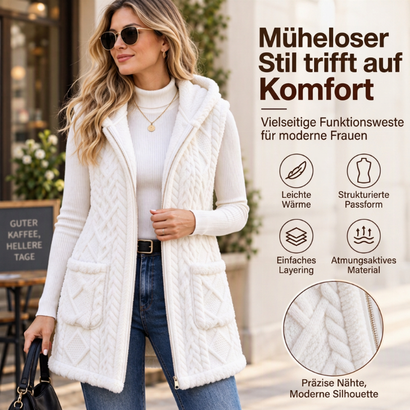 🖤🧥Black Friday Sale | Flauschige Wärme, Herbst- & Winterkomfort – Bequeme flauschige Kapuzenweste für Damen ✨