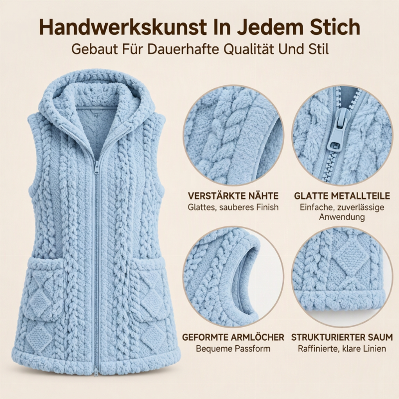 🖤🧥Black Friday Sale | Flauschige Wärme, Herbst- & Winterkomfort – Bequeme flauschige Kapuzenweste für Damen ✨