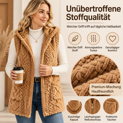 🖤🧥Black Friday Sale | Flauschige Wärme, Herbst- & Winterkomfort – Bequeme flauschige Kapuzenweste für Damen ✨