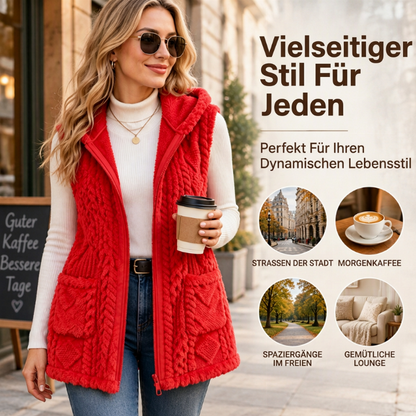 🖤🧥Black Friday Sale | Flauschige Wärme, Herbst- & Winterkomfort – Bequeme flauschige Kapuzenweste für Damen ✨