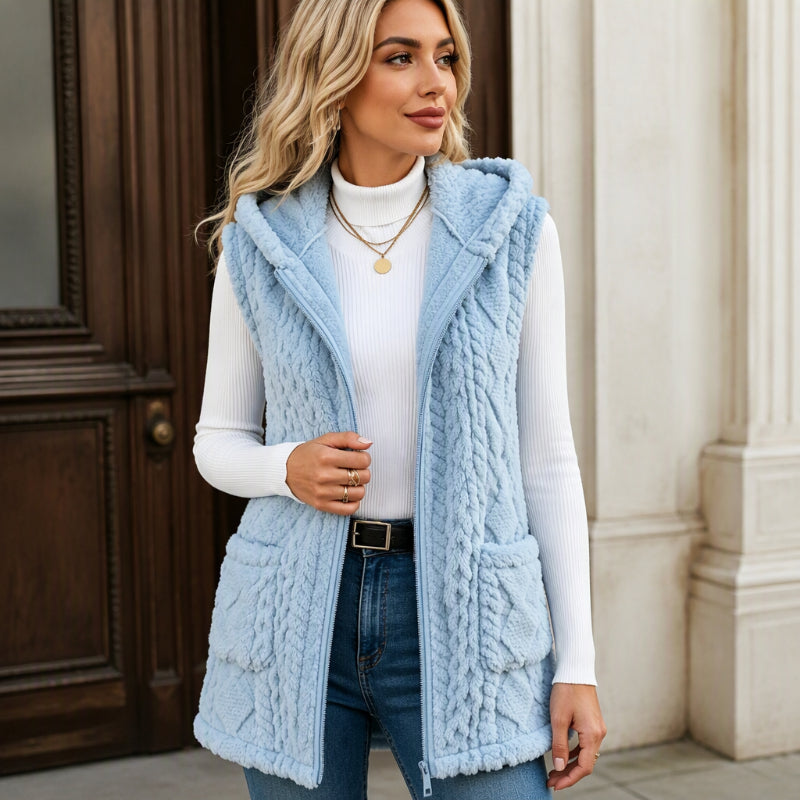 🖤🧥Black Friday Sale | Flauschige Wärme, Herbst- & Winterkomfort – Bequeme flauschige Kapuzenweste für Damen ✨