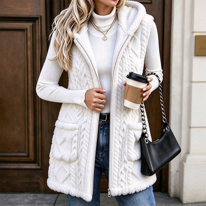 🖤🧥Black Friday Sale | Flauschige Wärme, Herbst- & Winterkomfort – Bequeme flauschige Kapuzenweste für Damen ✨