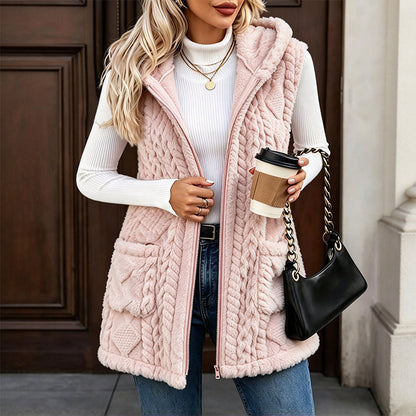 🖤🧥Black Friday Sale | Flauschige Wärme, Herbst- & Winterkomfort – Bequeme flauschige Kapuzenweste für Damen ✨