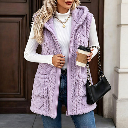 🖤🧥Black Friday Sale | Flauschige Wärme, Herbst- & Winterkomfort – Bequeme flauschige Kapuzenweste für Damen ✨