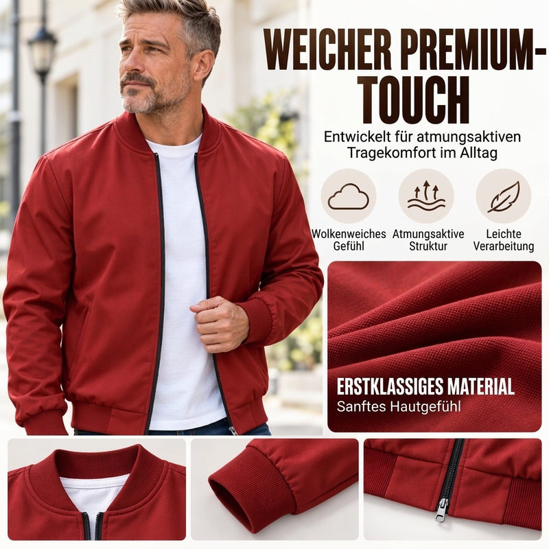 ⭐🧥Beliebt | Reißverschluss, Alltag & Beruf – Herren Grafik-Bomberjacke (EU 34-36)