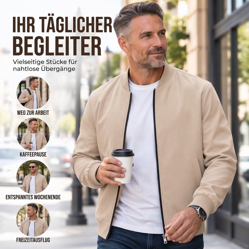 ⭐🧥Beliebt | Reißverschluss, Alltag & Beruf – Herren Grafik-Bomberjacke (EU 34-36)