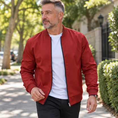 ⭐🧥Beliebt | Reißverschluss, Alltag & Beruf – Herren Grafik-Bomberjacke (EU 34-36)
