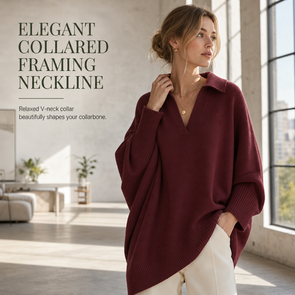 🔥🧶Bestseller | Oversized Slouchy, Home-Komfort – Damen Strickpullover mit offenem Kragen