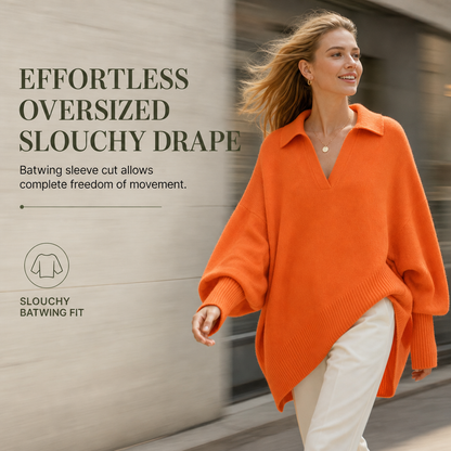 🔥🧶Bestseller | Oversized Slouchy, Home-Komfort – Damen Strickpullover mit offenem Kragen