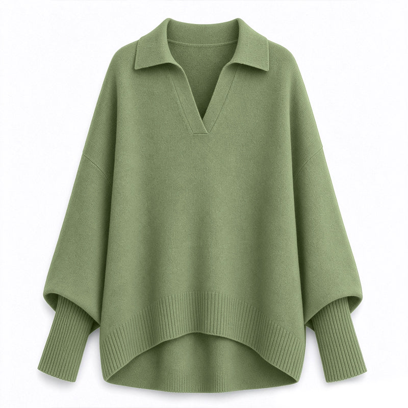 🔥🧶Bestseller | Oversized Slouchy, Home-Komfort – Damen Strickpullover mit offenem Kragen