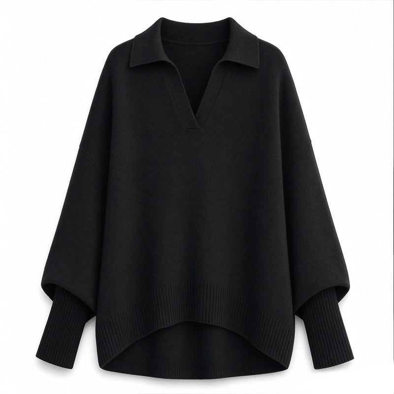 🔥🧶Bestseller | Oversized Slouchy, Home-Komfort – Damen Strickpullover mit offenem Kragen