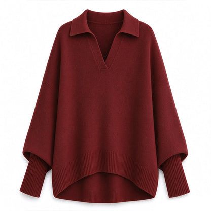🔥🧶Bestseller | Oversized Slouchy, Home-Komfort – Damen Strickpullover mit offenem Kragen