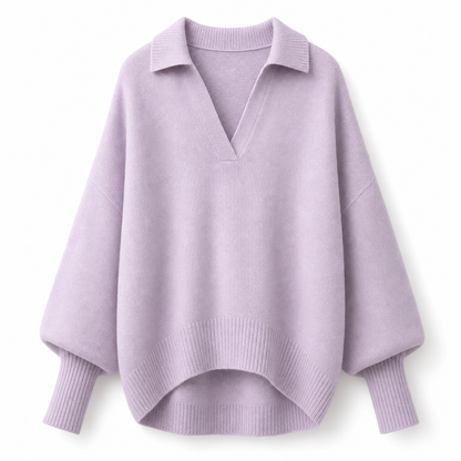🔥🧶Bestseller | Oversized Slouchy, Home-Komfort – Damen Strickpullover mit offenem Kragen