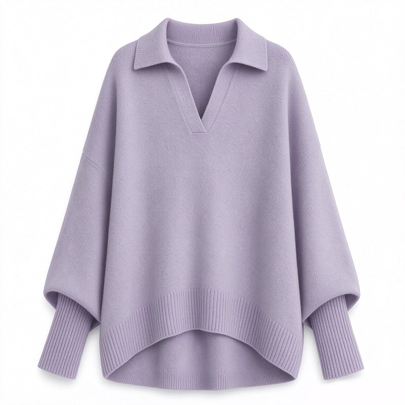 🔥🧶Bestseller | Oversized Slouchy, Home-Komfort – Damen Strickpullover mit offenem Kragen
