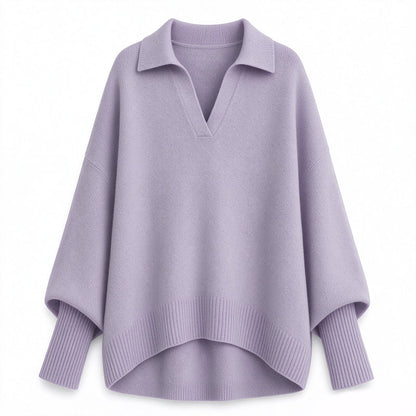 🔥🧶Bestseller | Oversized Slouchy, Home-Komfort – Damen Strickpullover mit offenem Kragen