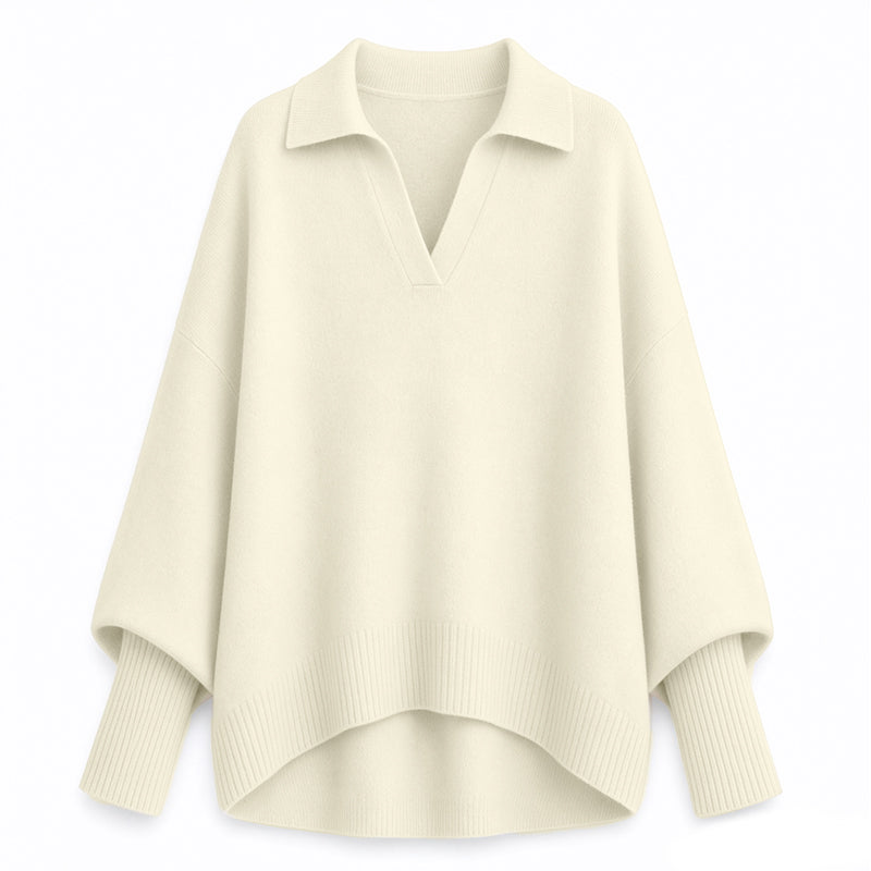 🔥🧶Bestseller | Oversized Slouchy, Home-Komfort – Damen Strickpullover mit offenem Kragen