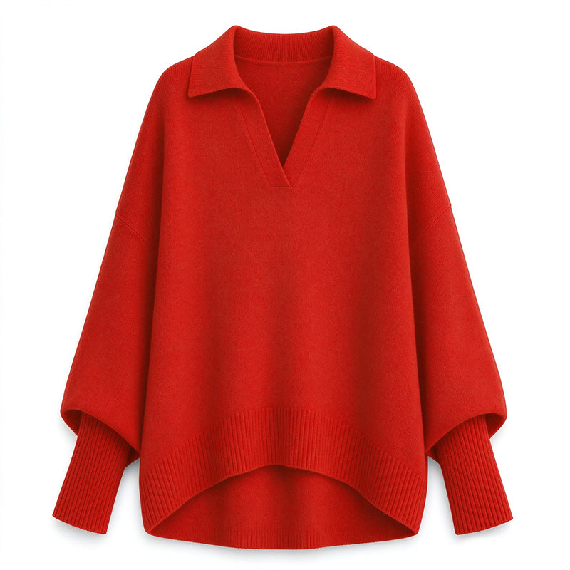 🔥🧶Bestseller | Oversized Slouchy, Home-Komfort – Damen Strickpullover mit offenem Kragen