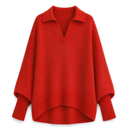 🔥🧶Bestseller | Oversized Slouchy, Home-Komfort – Damen Strickpullover mit offenem Kragen