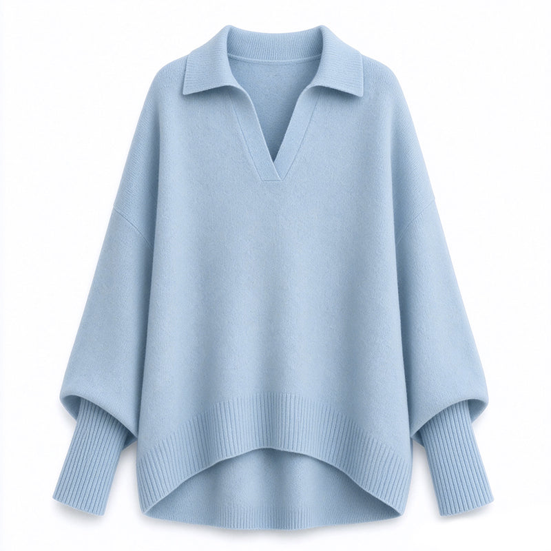 🔥🧶Bestseller | Oversized Slouchy, Home-Komfort – Damen Strickpullover mit offenem Kragen