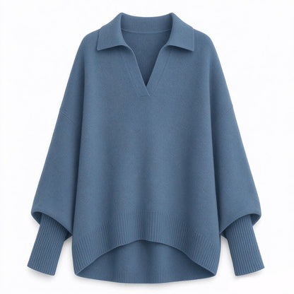 🔥🧶Bestseller | Oversized Slouchy, Home-Komfort – Damen Strickpullover mit offenem Kragen