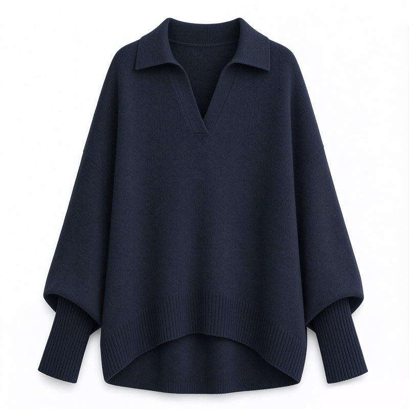 🔥🧶Bestseller | Oversized Slouchy, Home-Komfort – Damen Strickpullover mit offenem Kragen