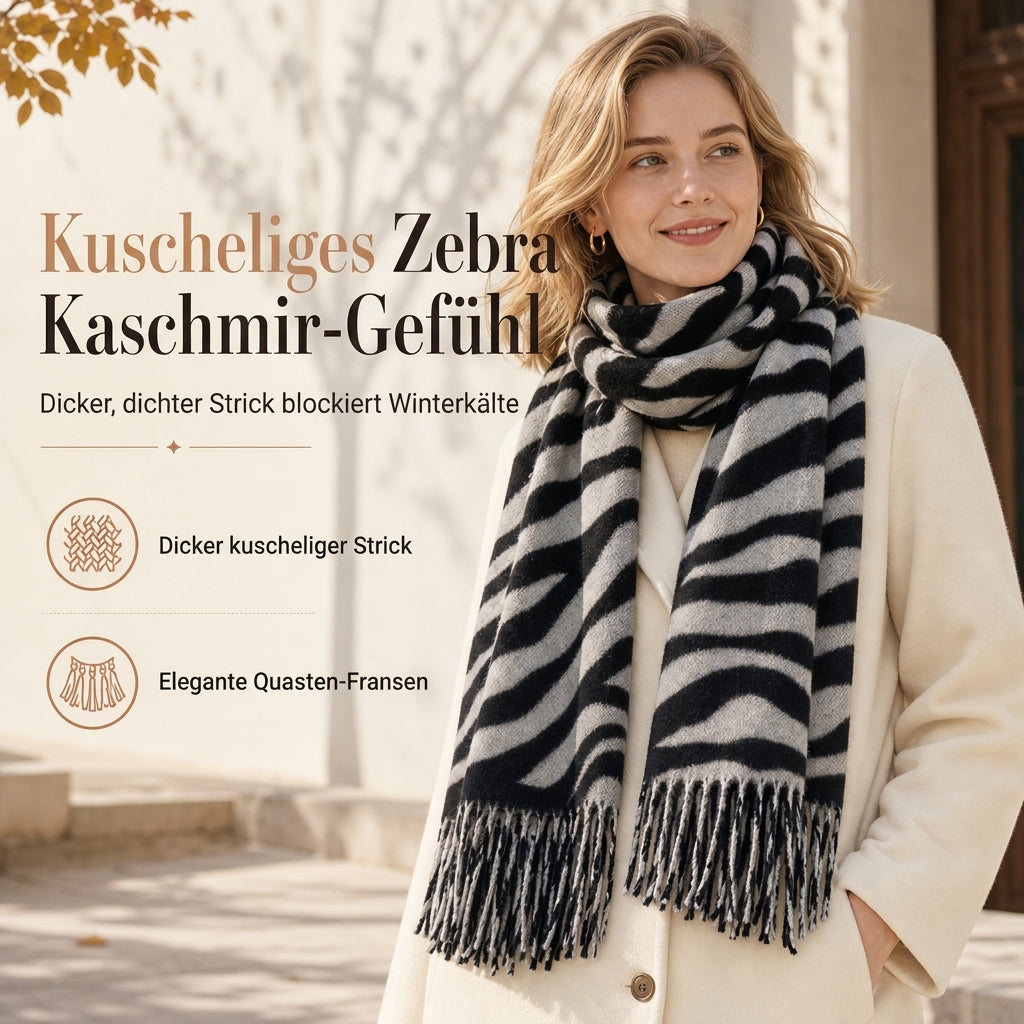 ⭐🧣Beliebt | Dicke Wärme, hautfreundlich – Damen Zebra-Kaschmirgefühl-Schal