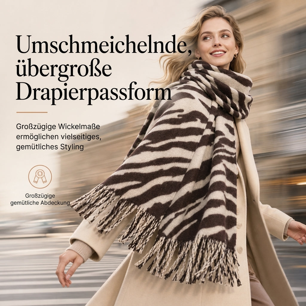⭐🧣Beliebt | Dicke Wärme, hautfreundlich – Damen Zebra-Kaschmirgefühl-Schal