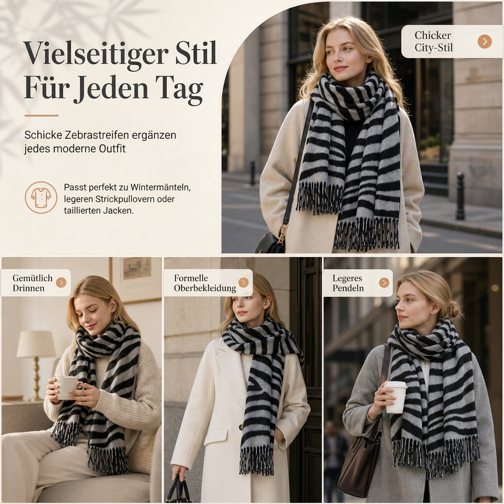 ⭐🧣Beliebt | Dicke Wärme, hautfreundlich – Damen Zebra-Kaschmirgefühl-Schal