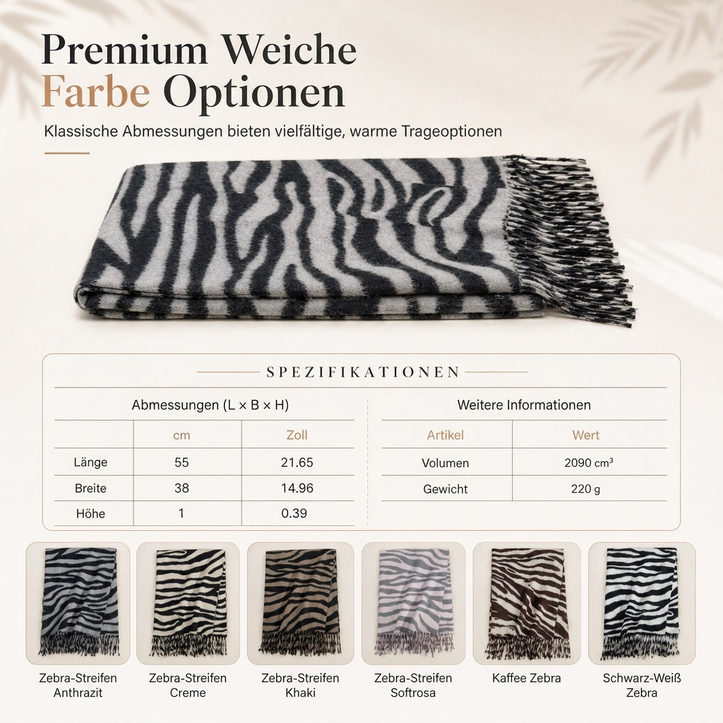 ⭐🧣Beliebt | Dicke Wärme, hautfreundlich – Damen Zebra-Kaschmirgefühl-Schal