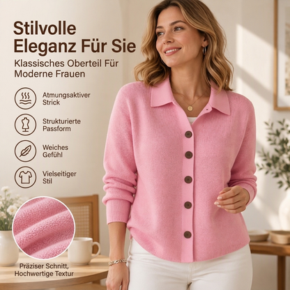 🔥🧶Bestseller | Große Größen, bequem & vielseitig – Damen Strickjacke mit Kragen und Knopfleiste