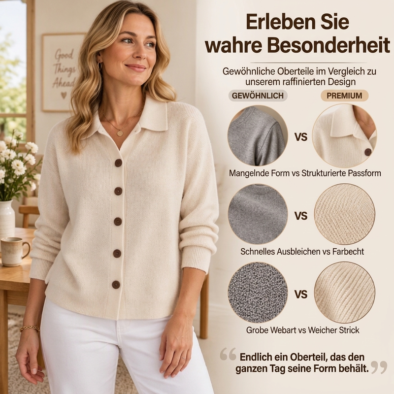 🔥🧶Bestseller | Große Größen, bequem & vielseitig – Damen Strickjacke mit Kragen und Knopfleiste