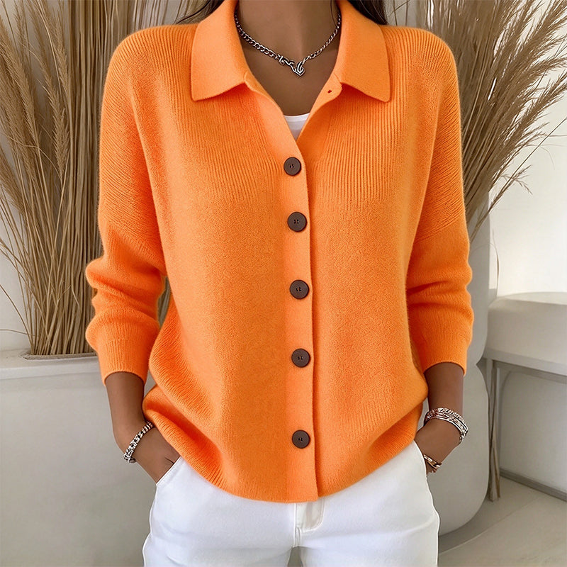 🔥🧶Bestseller | Große Größen, bequem & vielseitig – Damen Strickjacke mit Kragen und Knopfleiste