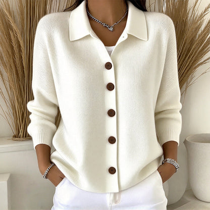 🔥🧶Bestseller | Große Größen, bequem & vielseitig – Damen Strickjacke mit Kragen und Knopfleiste