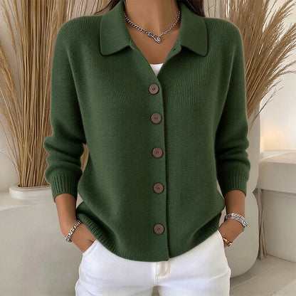 🔥🧶Bestseller | Große Größen, bequem & vielseitig – Damen Strickjacke mit Kragen und Knopfleiste