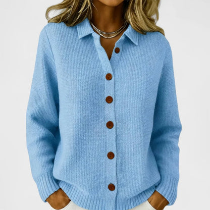 🔥🧶Bestseller | Große Größen, bequem & vielseitig – Damen Strickjacke mit Kragen und Knopfleiste